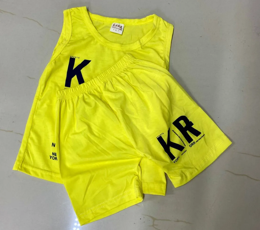 2PCS Children Brand Clothing Vest Suit Children's Sets Summer Shorts Boys Girls Sleeveless Kids Clothes for baby   K6150