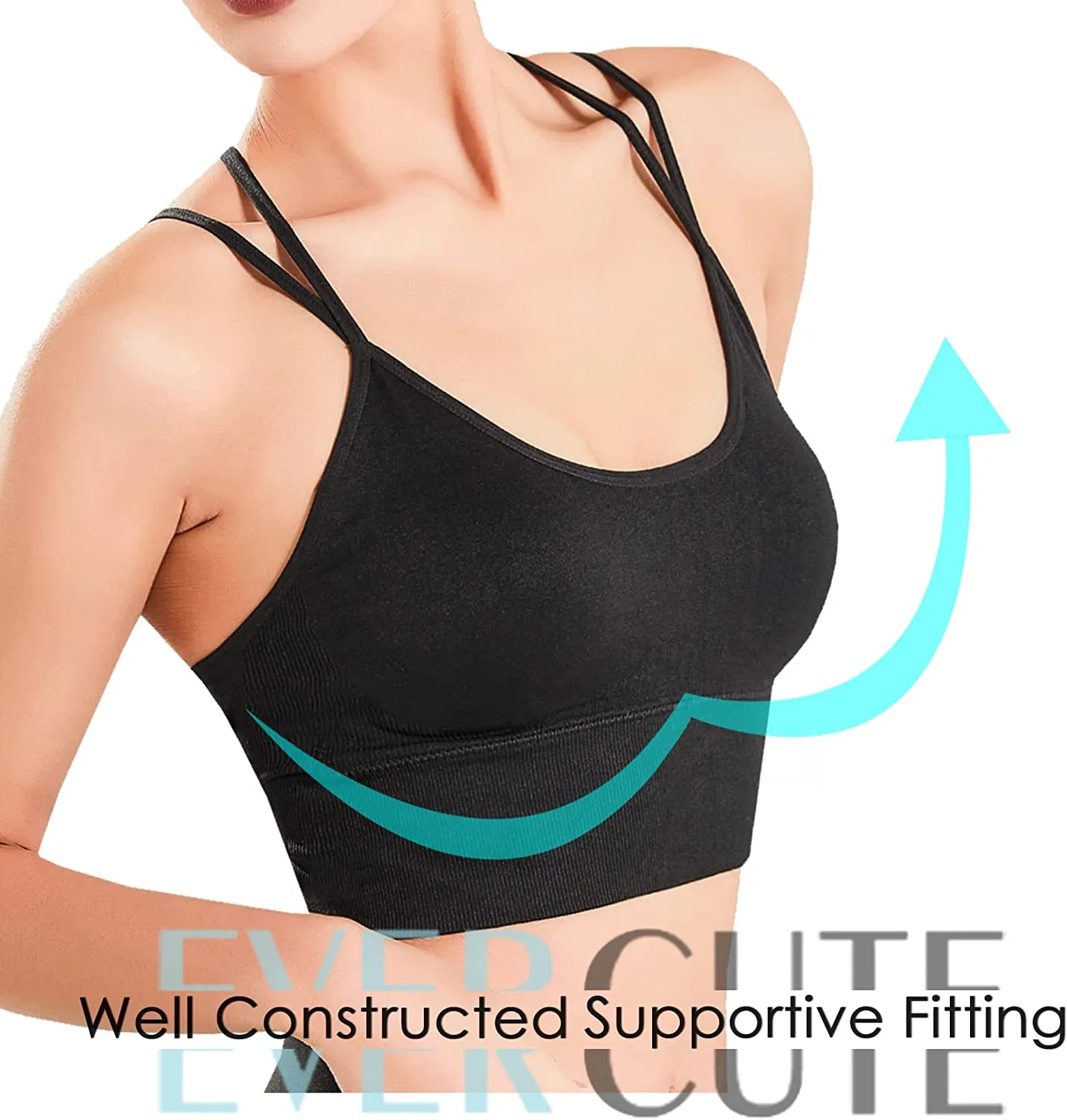 3-Pack: Women's Padded Spaghetti Strap Crisscross Bra