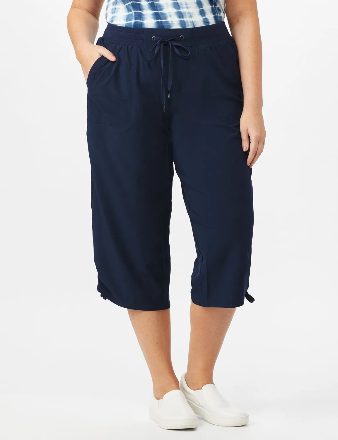 Active Capri Pull On Pants with Ruched Hem
