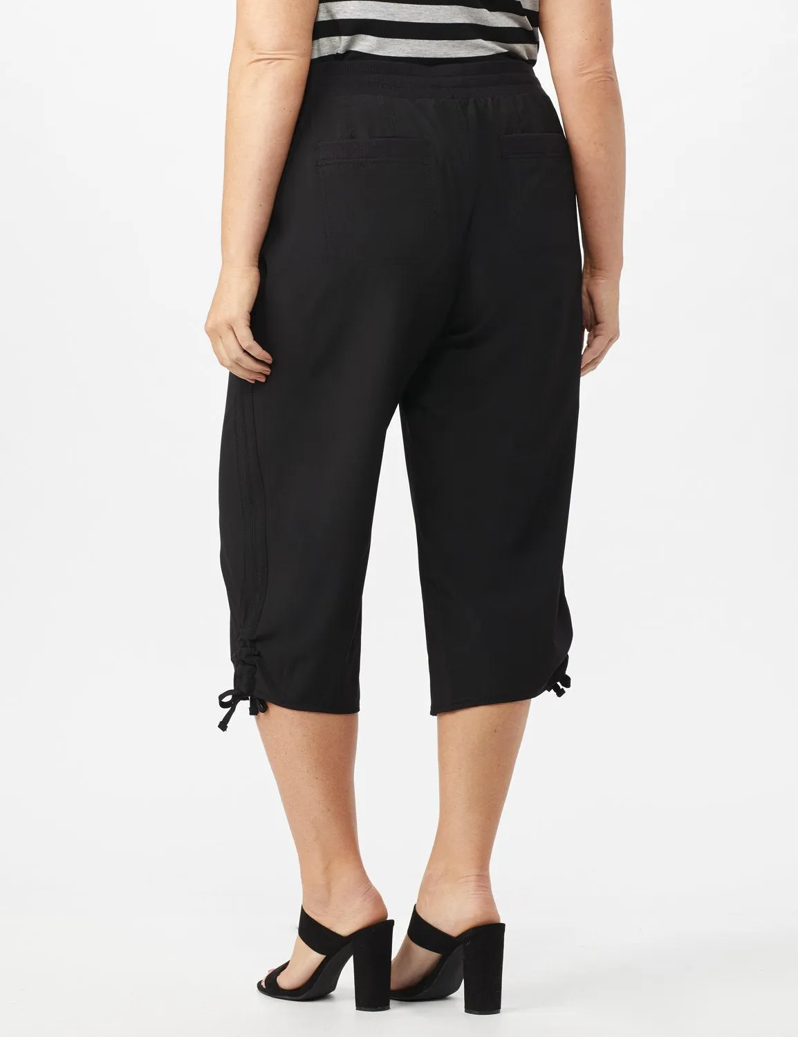Active Capri Pull On Pants with Ruched Hem