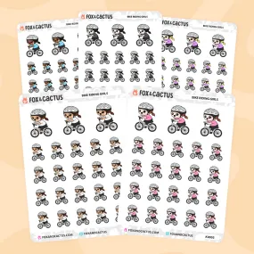 Bike Riding Kawaii Girl Stickers