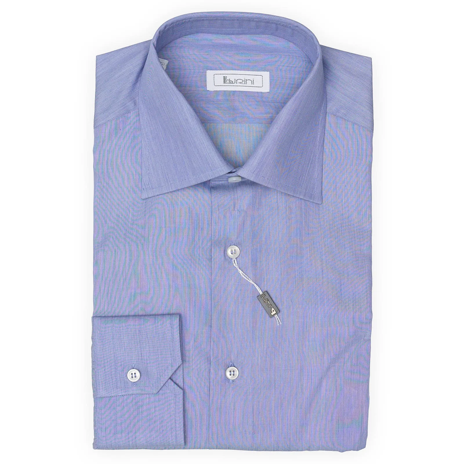 BURINI Blue End-on-end Luxury Dress Shirt EU 38 NEW US 15
