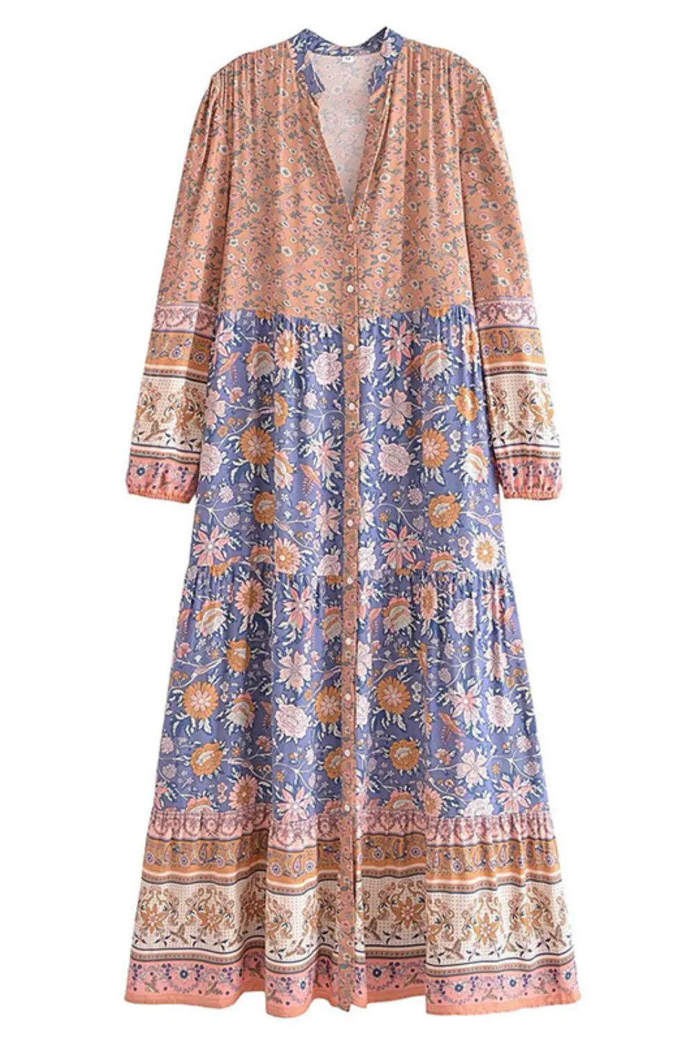 'Cameron' Floral V-Neck Buttoned Dress (2 Colors)