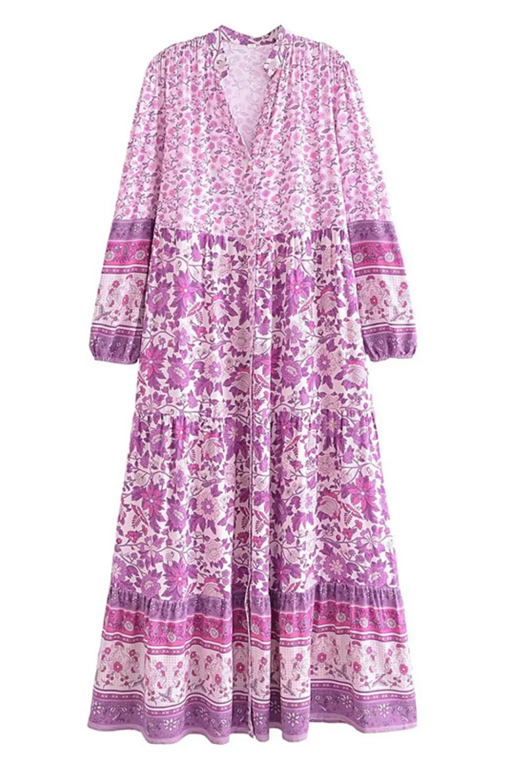 'Cameron' Floral V-Neck Buttoned Dress (2 Colors)