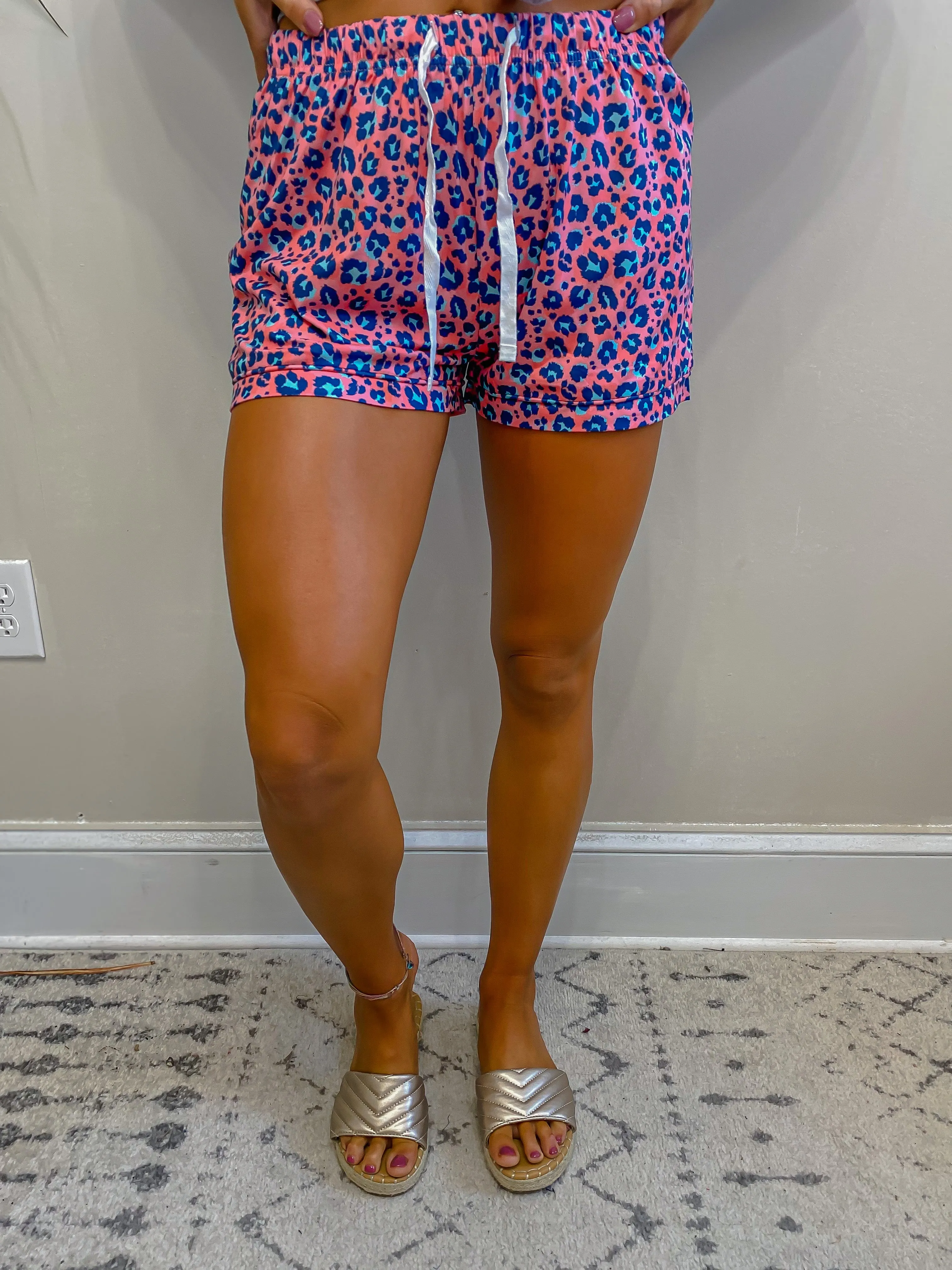 Coral Leopard Lounge Shorts