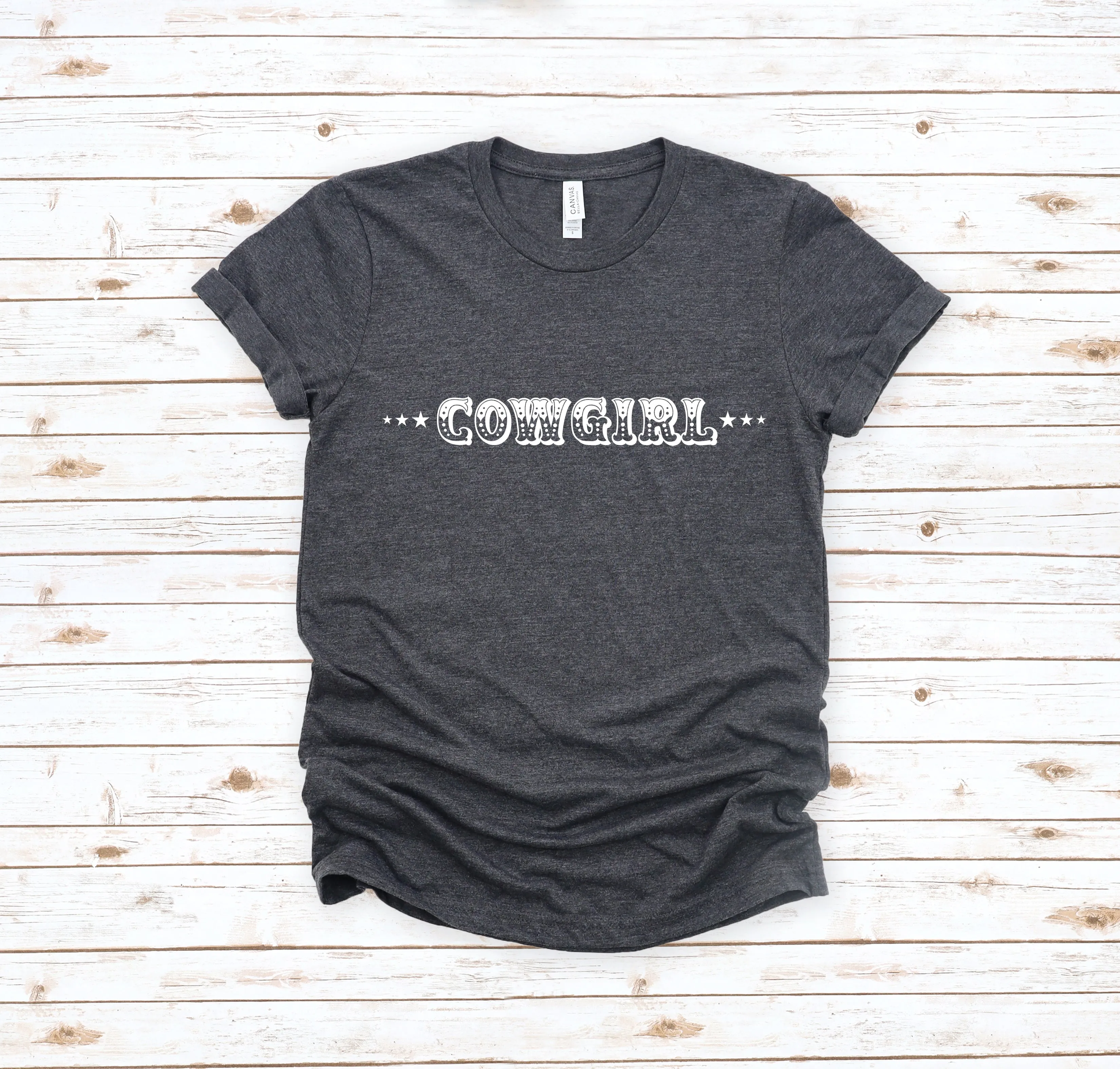 Cowgirl with Sheriff Stars Graphic Tee Shirt - Bourbon Cowgirl