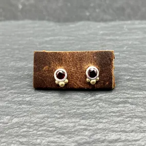 Garnet Studs in 14K Yellow Gold and Sterling Silver
