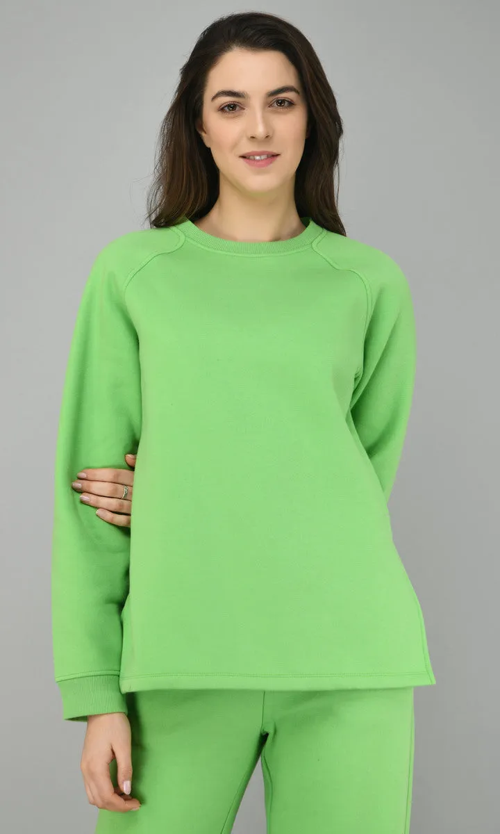 Glam Green Fleece Long Pullover Set