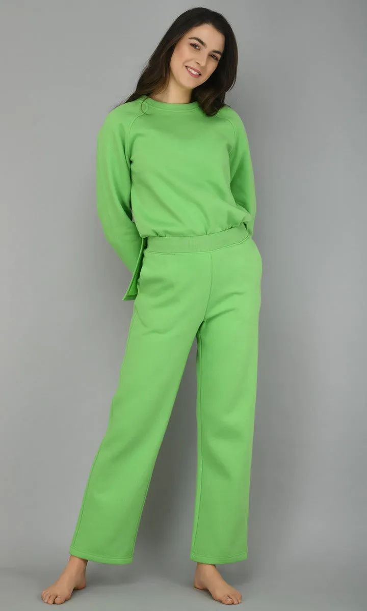 Glam Green Fleece Long Pullover Set