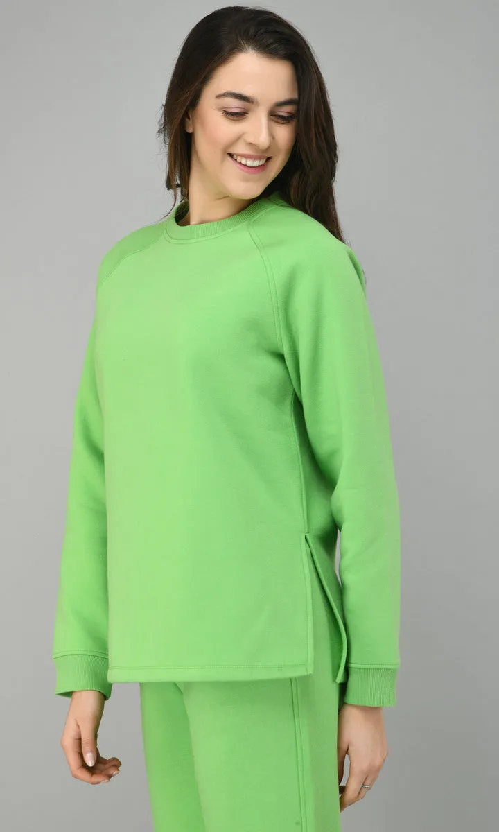 Glam Green Fleece Long Pullover Set