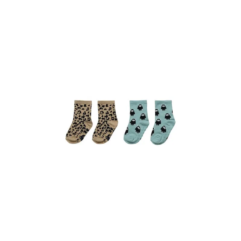 Huxbaby Leopard/Monster 2PK Socks