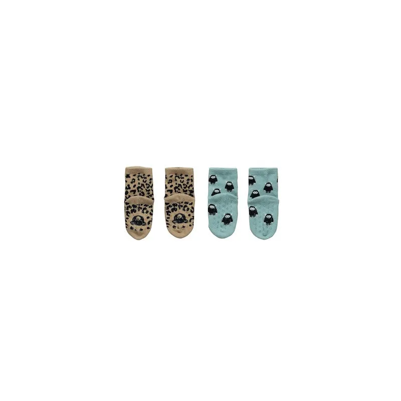 Huxbaby Leopard/Monster 2PK Socks