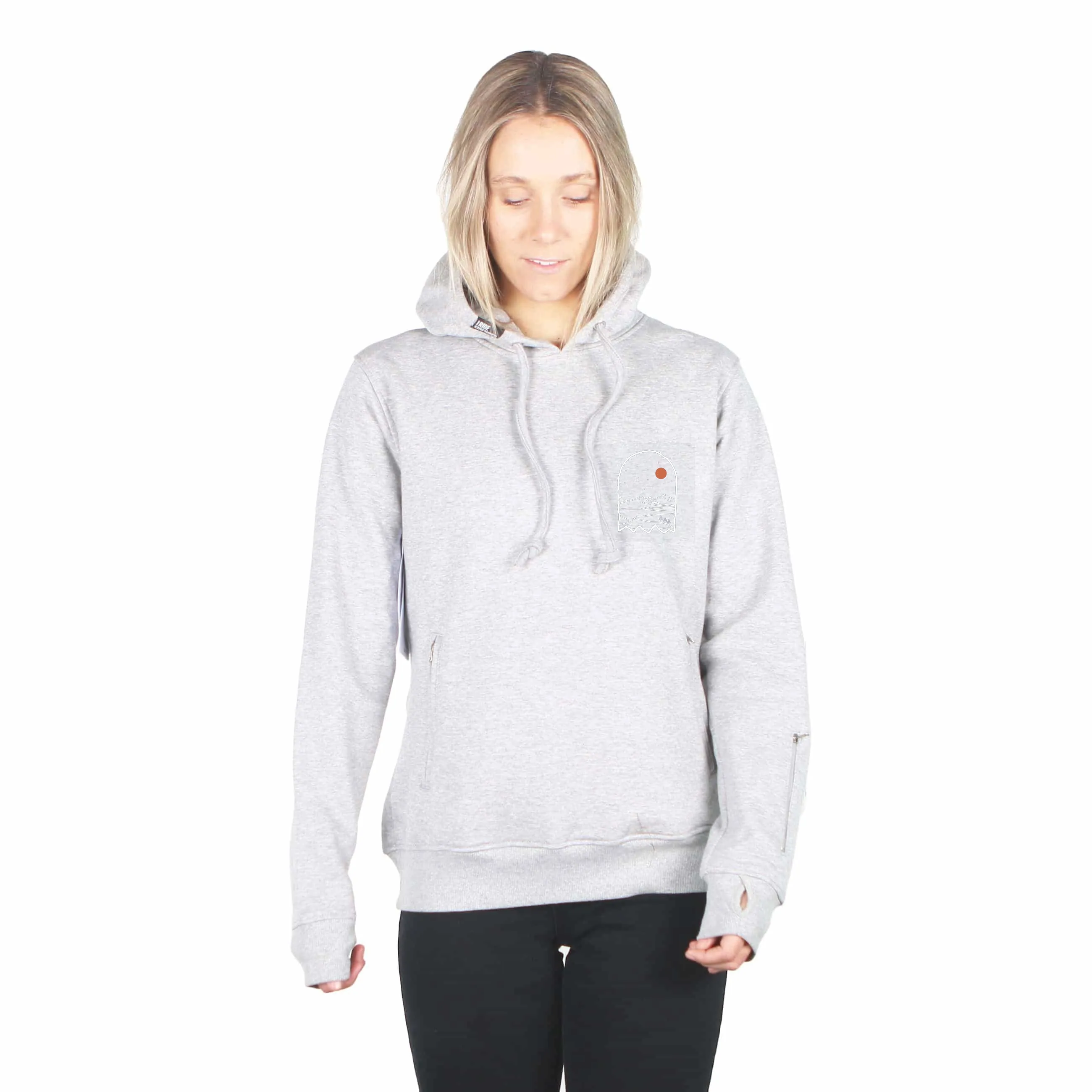 I Ride Sideways Inside DWR Sig Fit Hoodie Womens Grey Marle