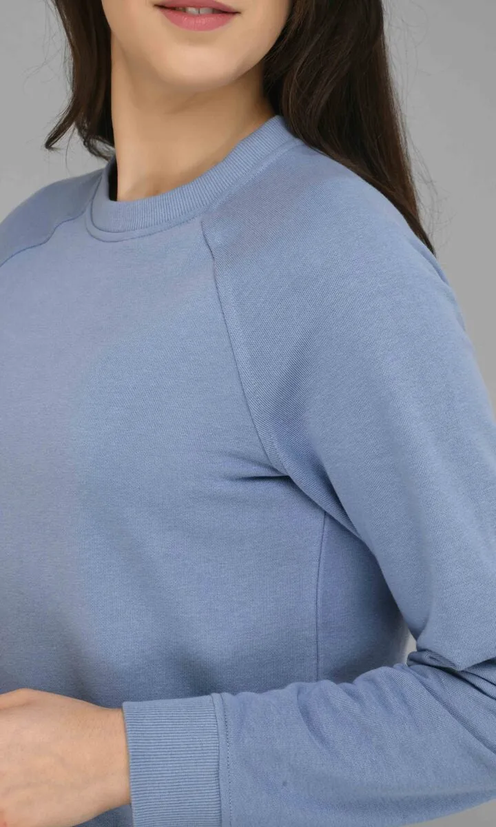 Ice-Blue Fleece Long Pullover Set