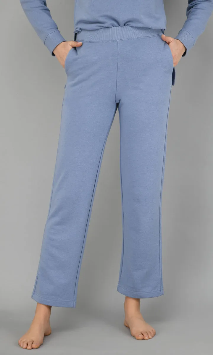 Ice-Blue Fleece Long Pullover Set