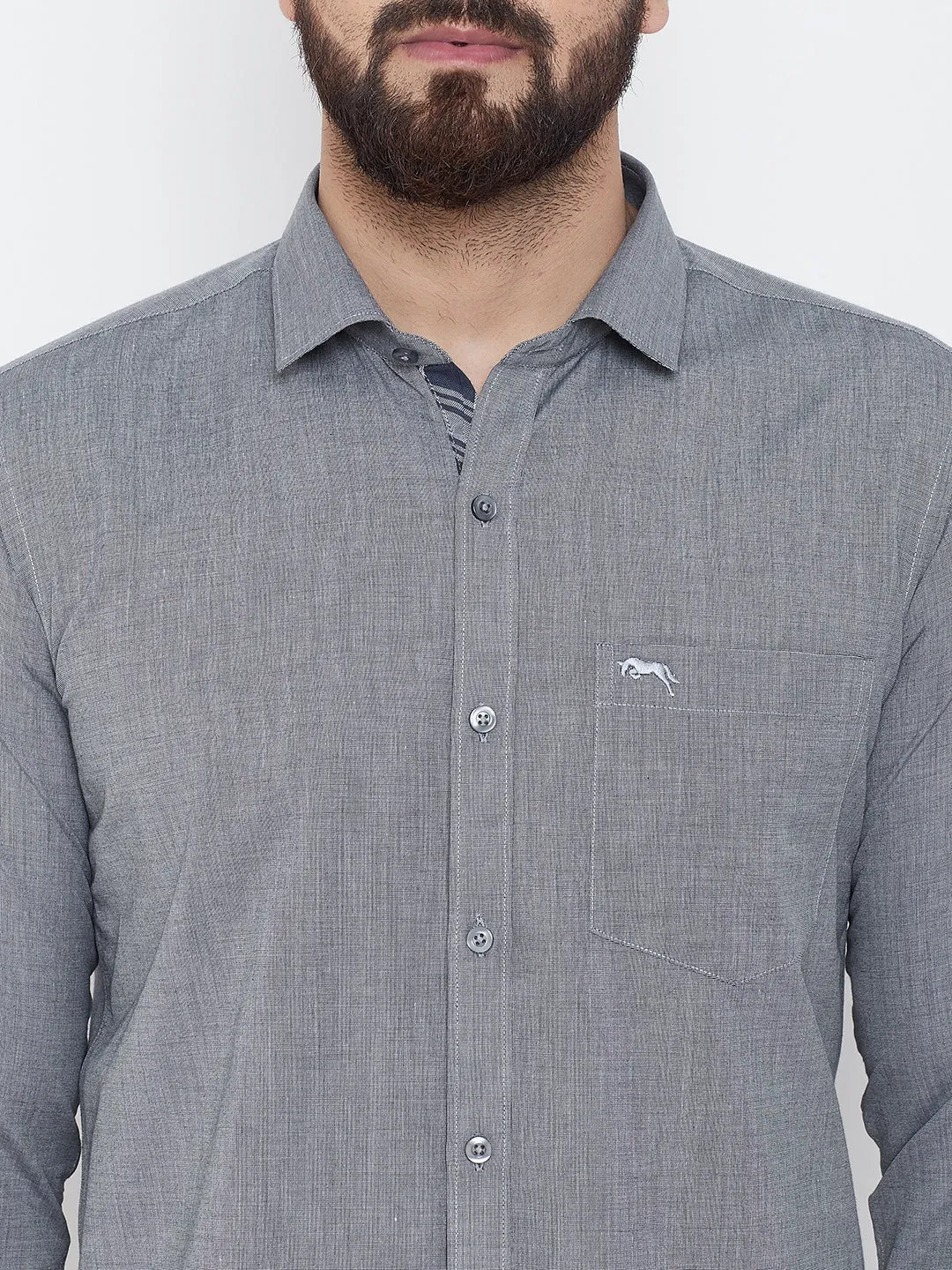 JUMP USA Men Grey Slim Fit Shirts