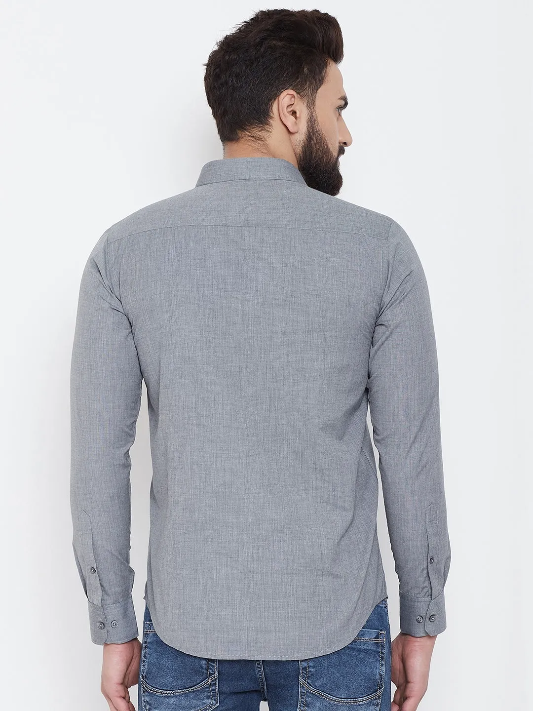 JUMP USA Men Grey Slim Fit Shirts