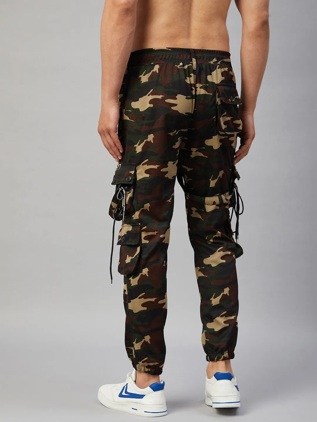 Men Army Green Printed Joggers (Pack of 1)