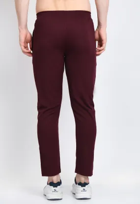 Men Colorblock Maroon Sports Track Pants (Pack of 1)