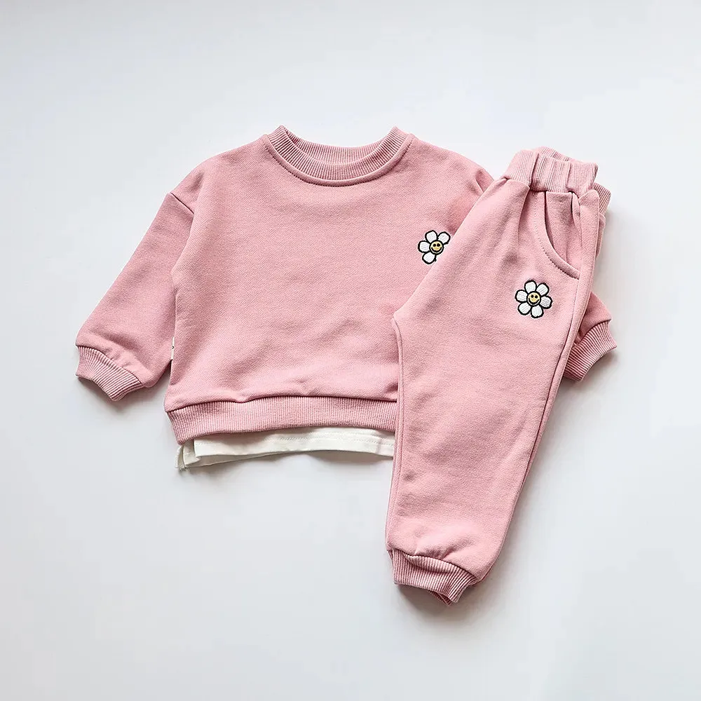 MILANCEL Baby Clothing Set Flower Embroidery Toddler Girls Hoodie Suit Boys Clothes Set Toddler Sports Wear