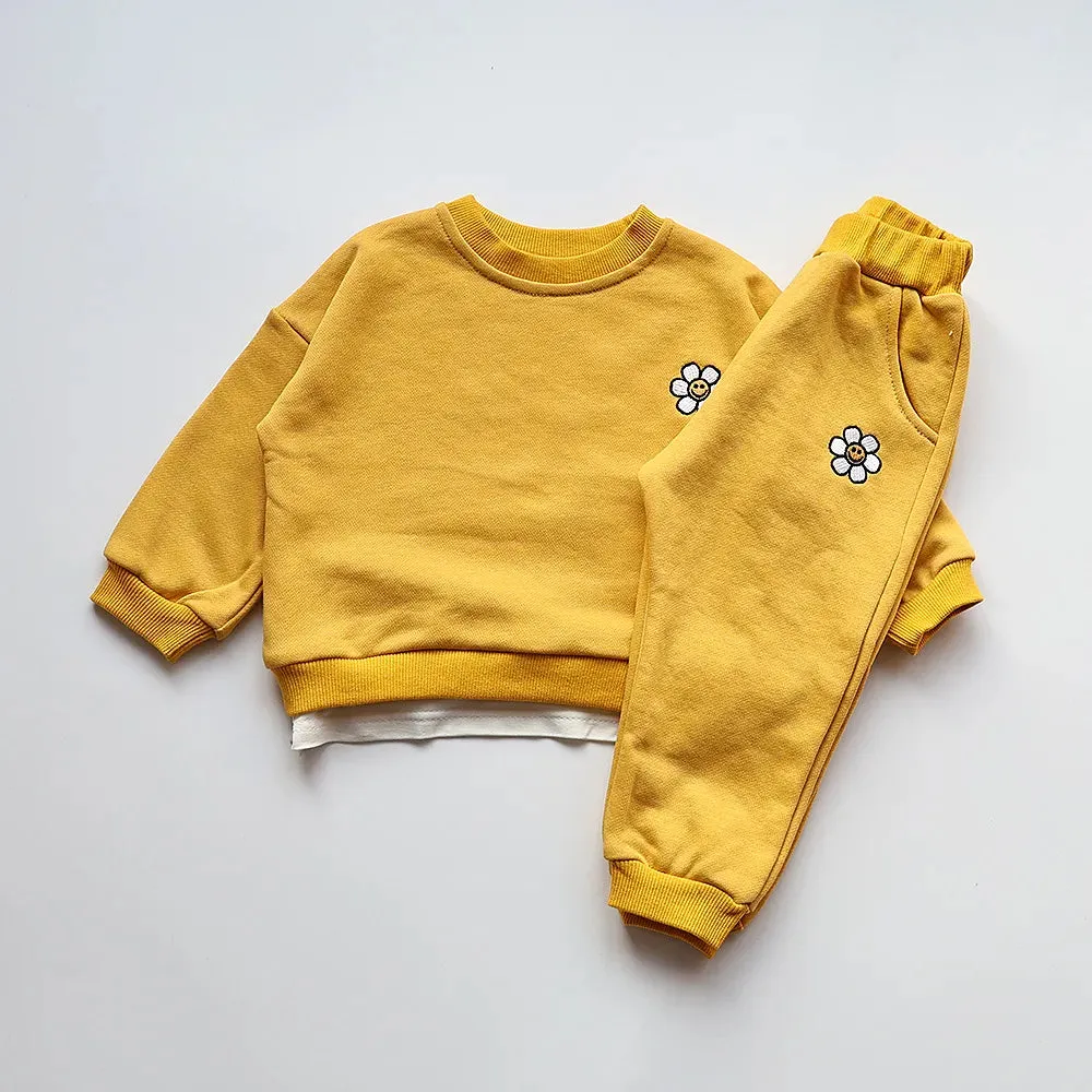 MILANCEL Baby Clothing Set Flower Embroidery Toddler Girls Hoodie Suit Boys Clothes Set Toddler Sports Wear