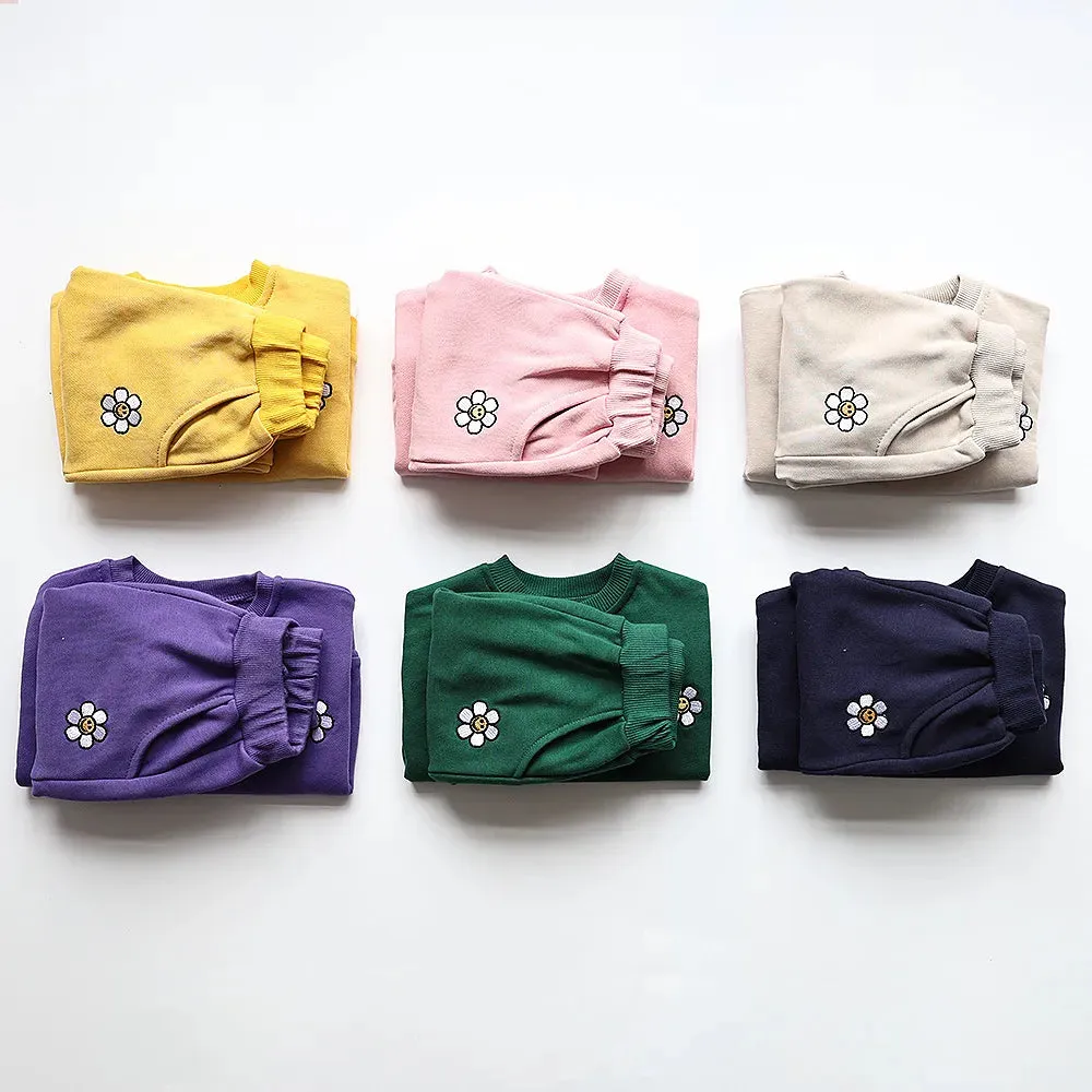 MILANCEL Baby Clothing Set Flower Embroidery Toddler Girls Hoodie Suit Boys Clothes Set Toddler Sports Wear