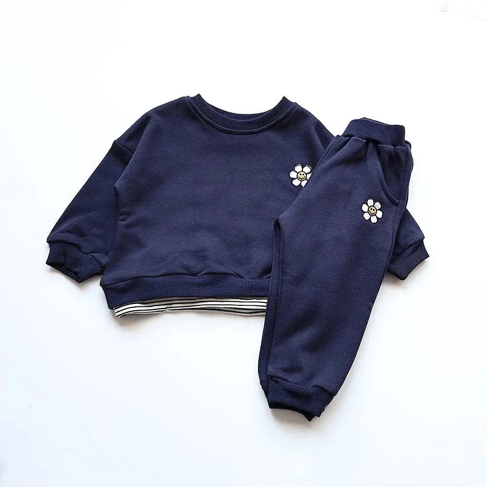 MILANCEL Baby Clothing Set Flower Embroidery Toddler Girls Hoodie Suit Boys Clothes Set Toddler Sports Wear