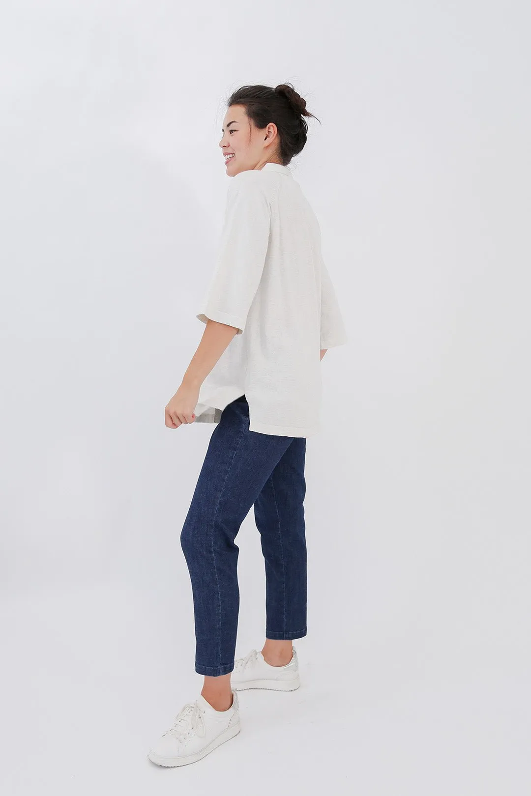 Perth Side-Zip Pull On Pant in Organic Italian Denim Stretch