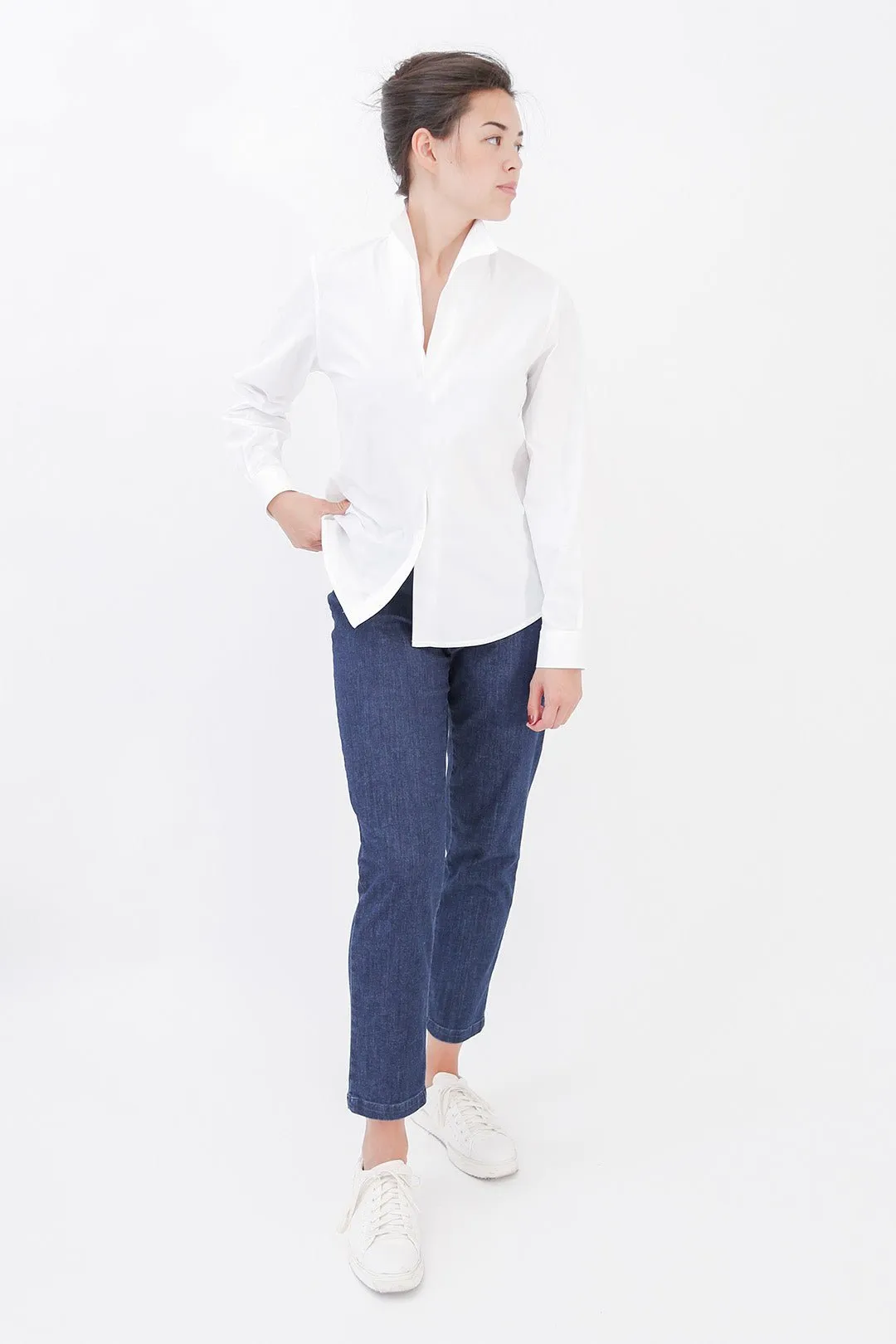 Perth Side-Zip Pull On Pant in Organic Italian Denim Stretch