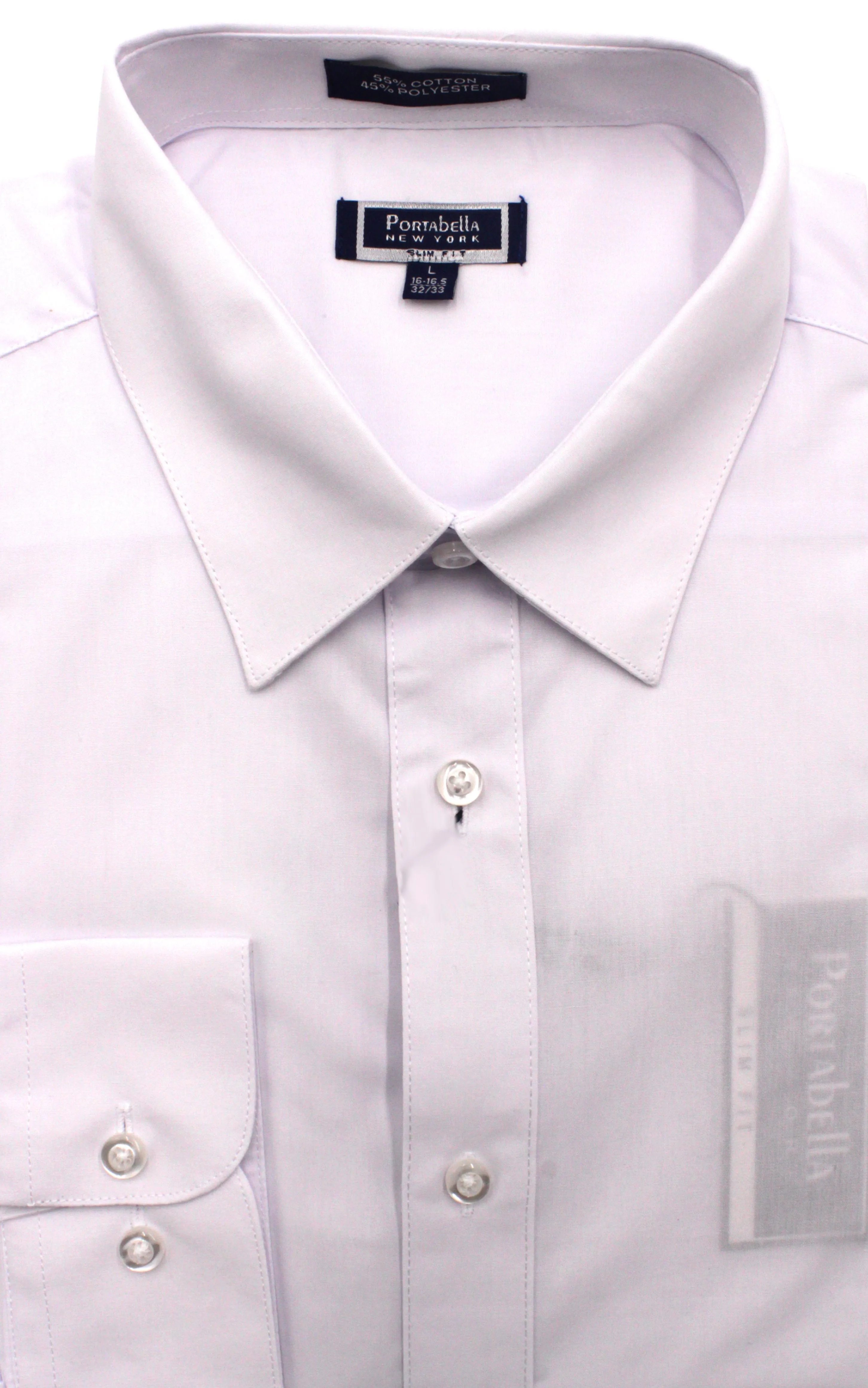 PORTABELLA,SOLID-SPREAD COLLAR-DRESS SHIRTS-S2020-WHITE