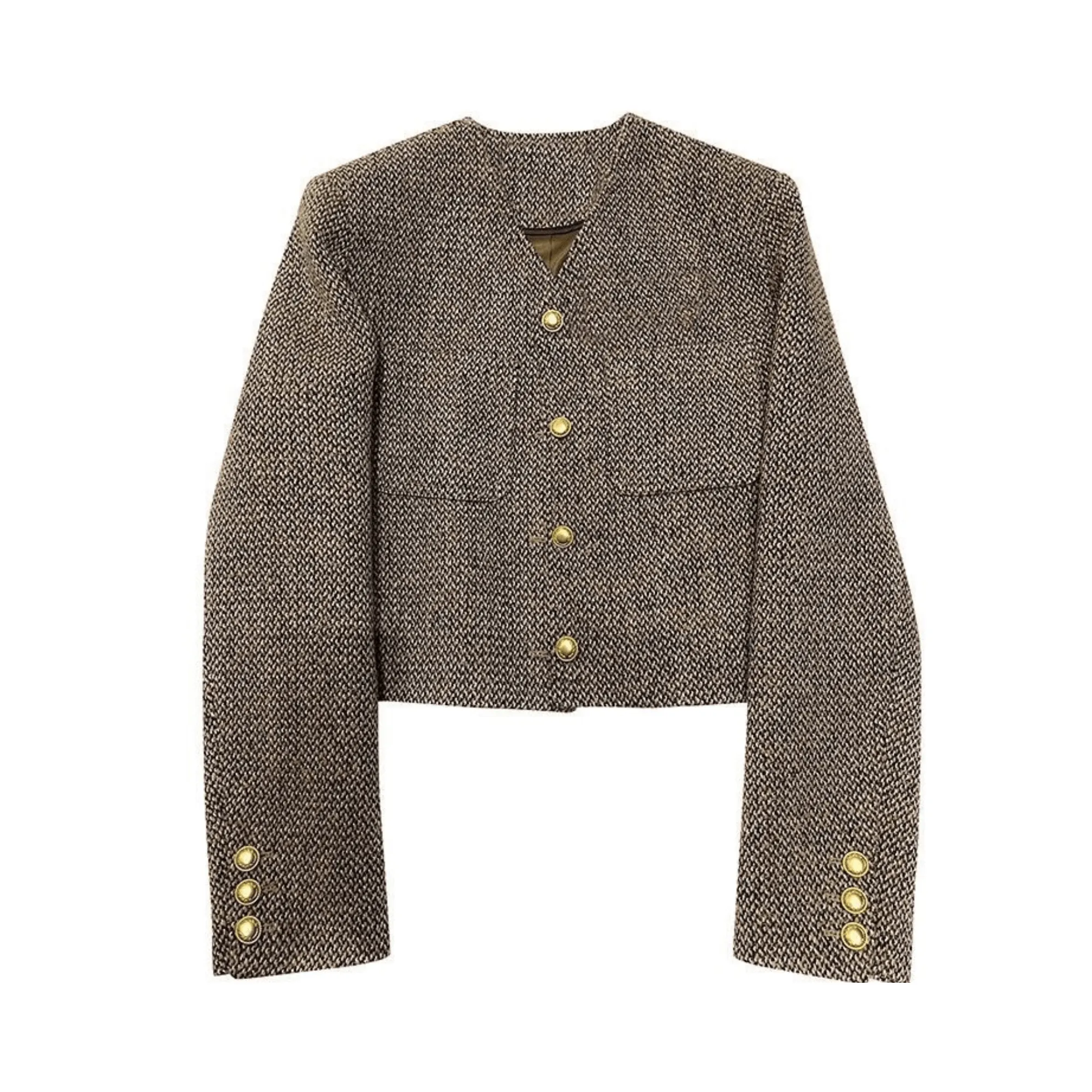 Pre Order:  Gold Buttons Wool Short Blazer
