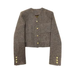 Pre Order:  Gold Buttons Wool Short Blazer