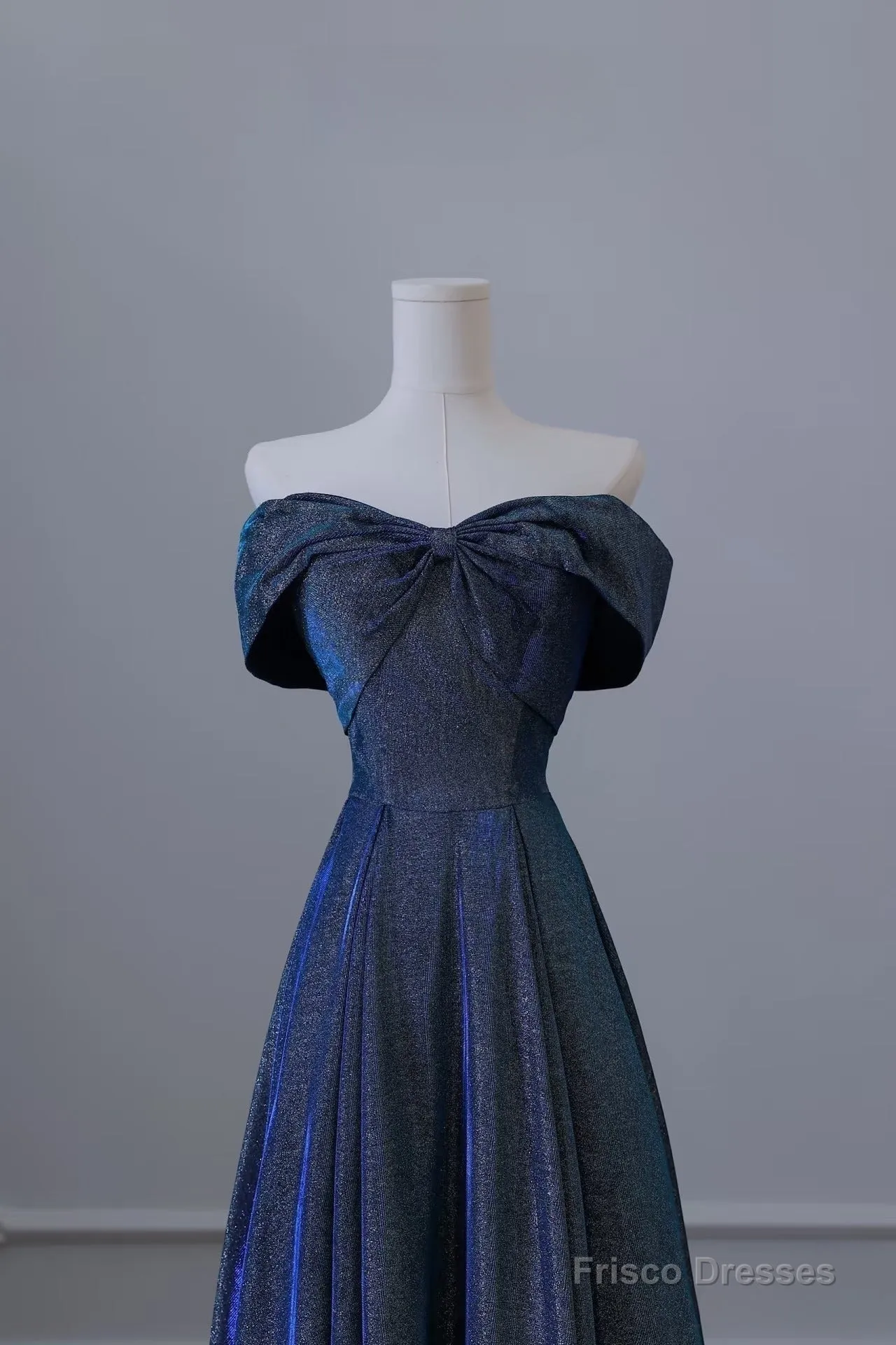 Pretty A Line Off The Shoulder Blue Sequin Long Prom Dresses Evening Gowns