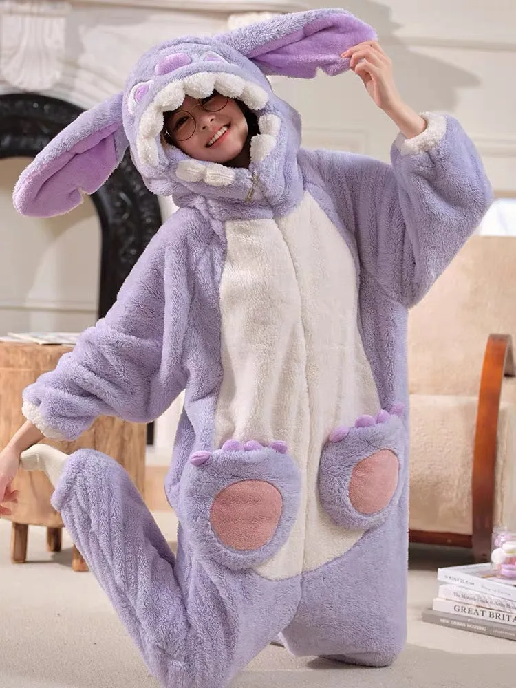 Purple Monster Cozy Winter Fleece One-Piece Pajama