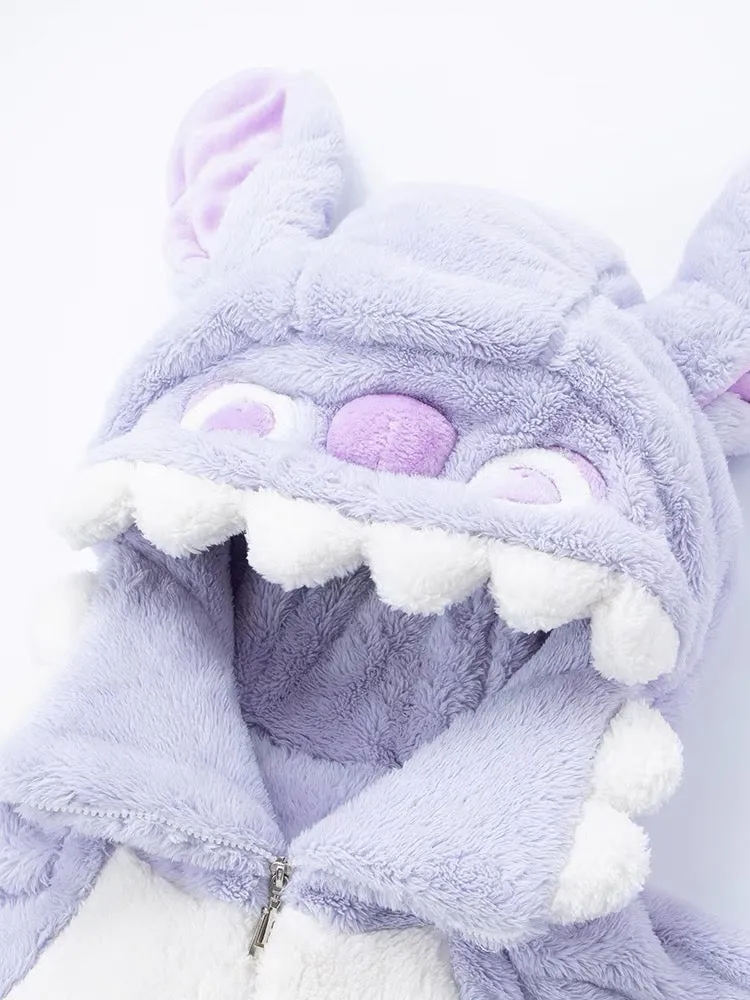 Purple Monster Cozy Winter Fleece One-Piece Pajama