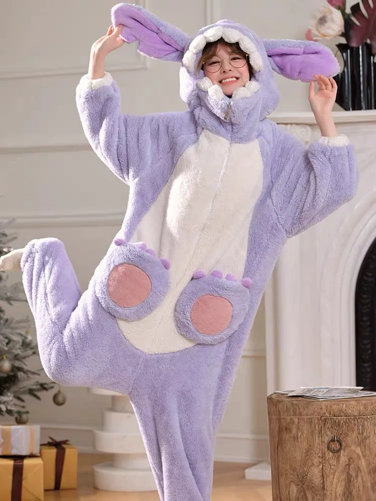 Purple Monster Cozy Winter Fleece One-Piece Pajama