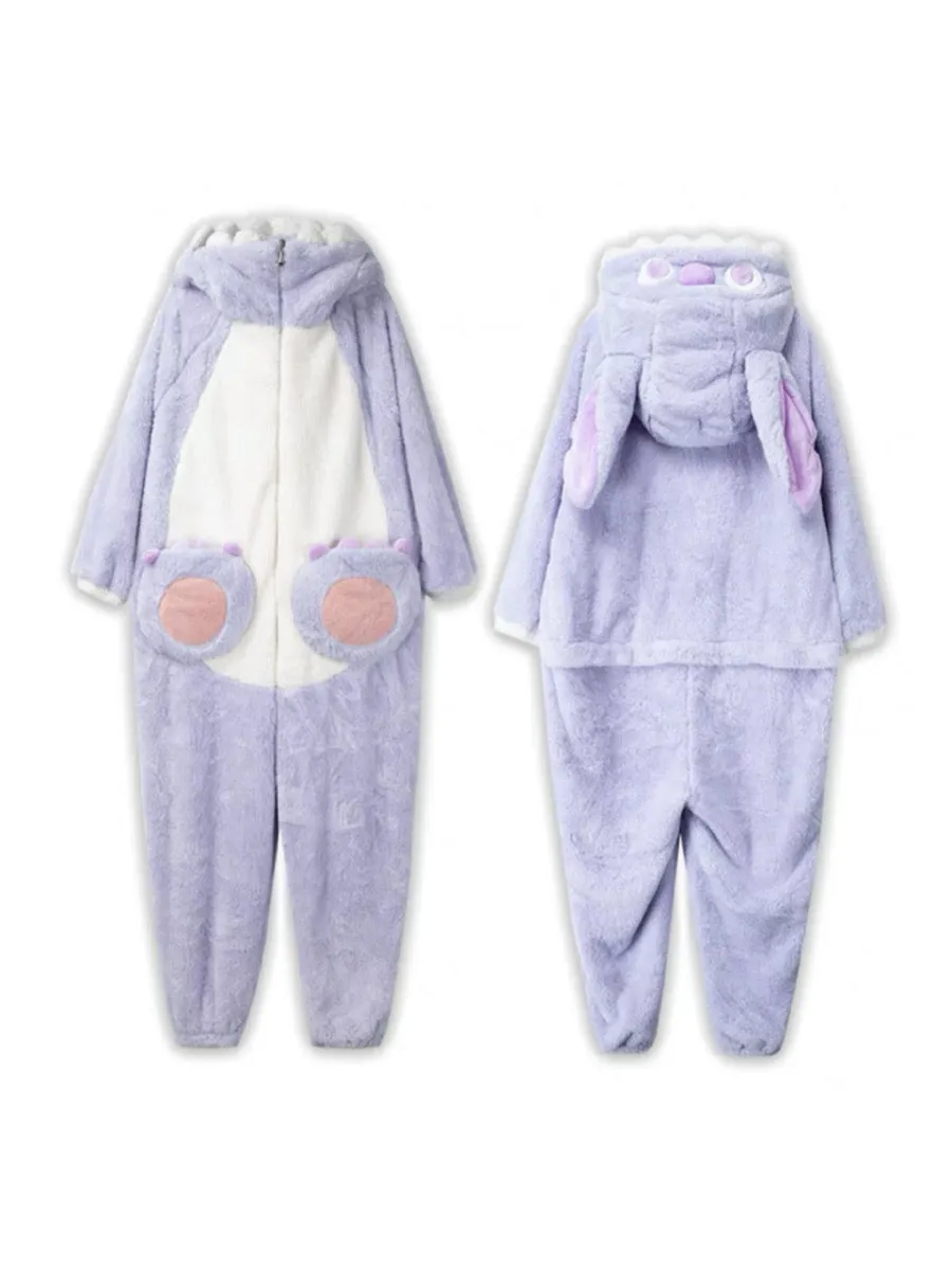 Purple Monster Cozy Winter Fleece One-Piece Pajama