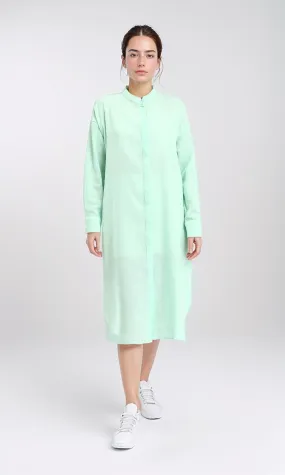 R206348 - Long Cotton Shirt with Hidden Buttons - Pastel Green
