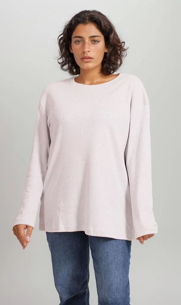 R207778 -Long Sleeve Waffle Tee - Off White