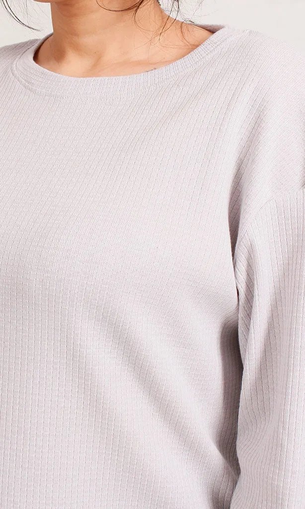 R207778 -Long Sleeve Waffle Tee - Off White