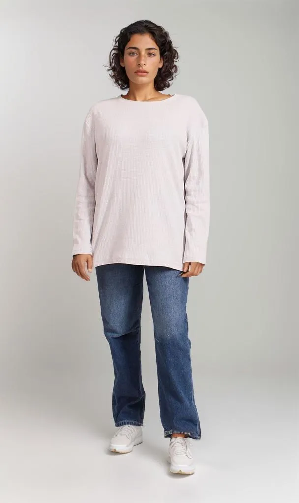 R207778 -Long Sleeve Waffle Tee - Off White