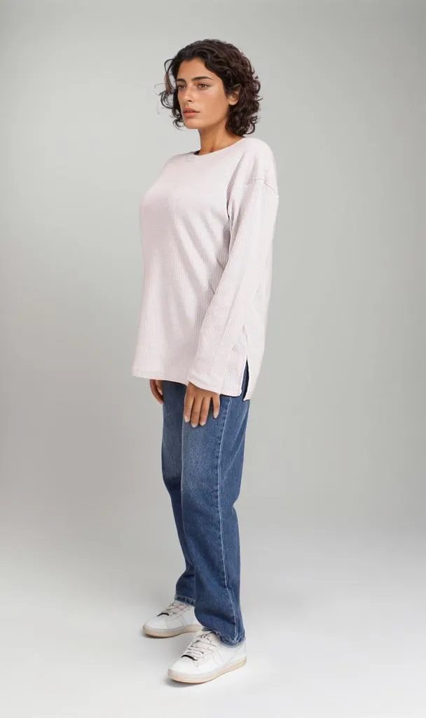 R207778 -Long Sleeve Waffle Tee - Off White