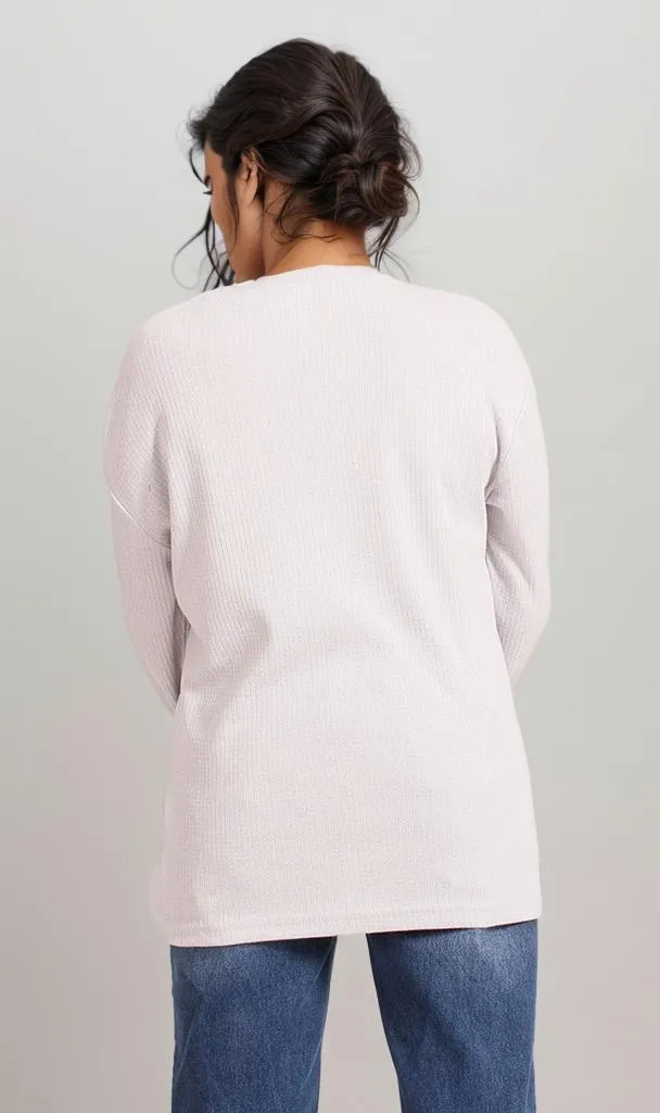 R207778 -Long Sleeve Waffle Tee - Off White