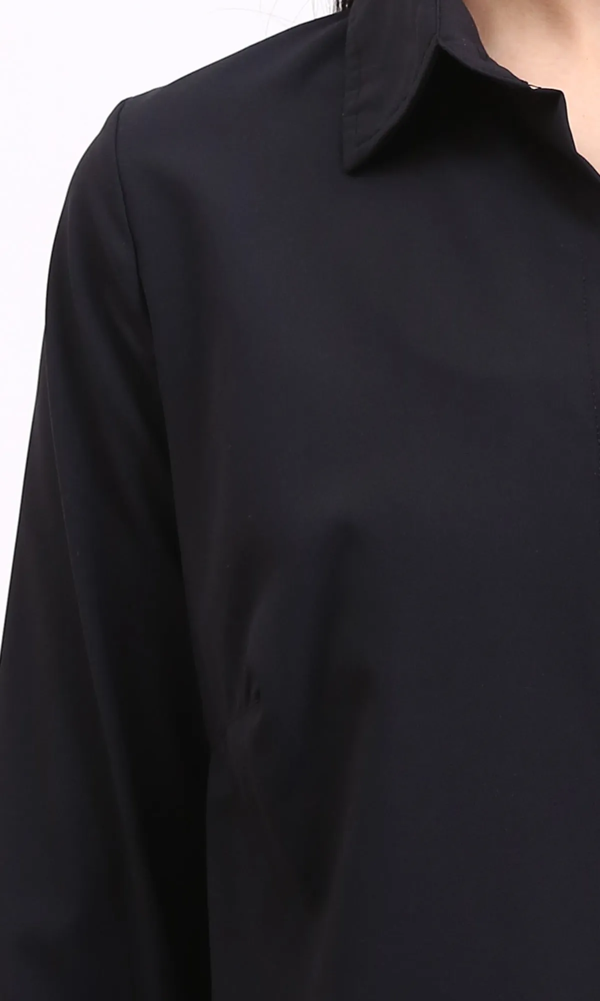 R209999 - Solid Long Sleeves Elegant Shirt - Black
