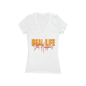 Real life T shirts Apparel Cute Lose Tops Graphic Lose fit t shirt Women Short Sleeve Deep V-Neck Tee