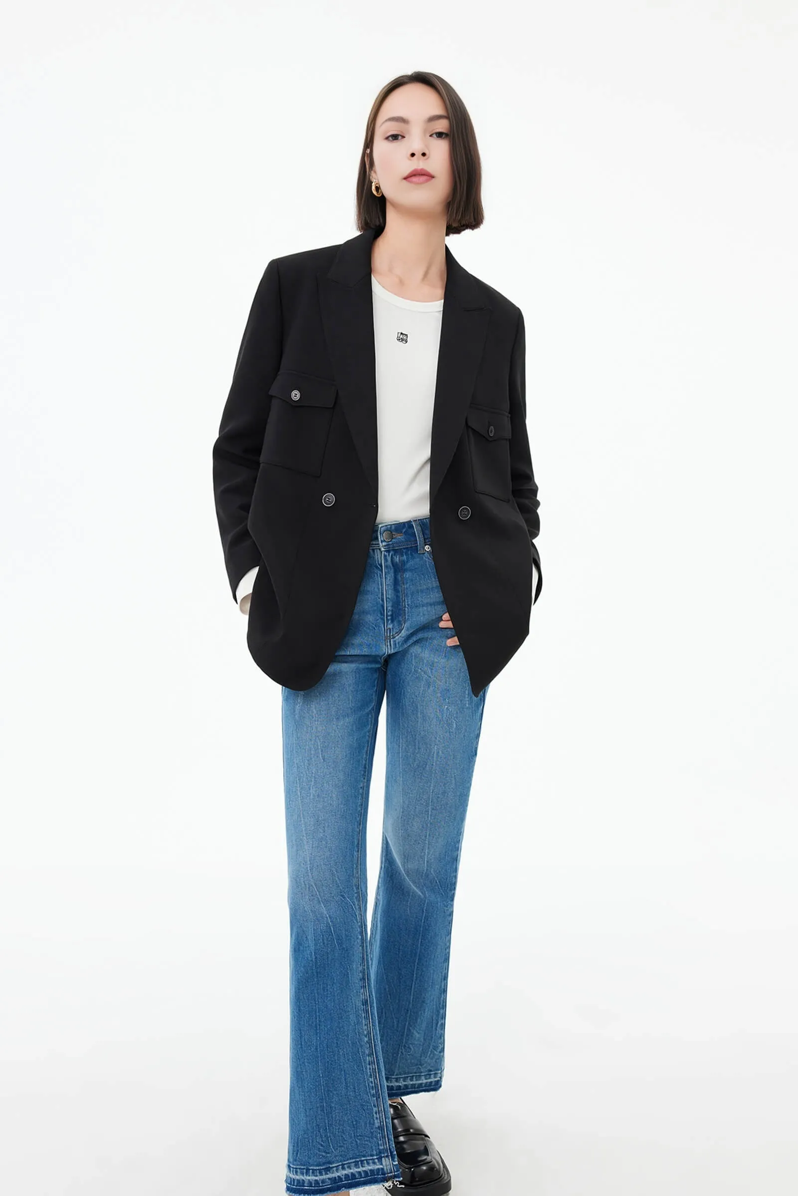 Retro Double-Breasted Short Suit