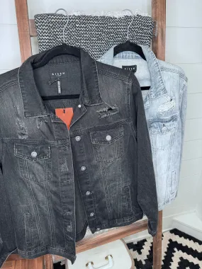 Risen: Relaxed Fit Vintage Distressed Denim Jacket: 2 Colors