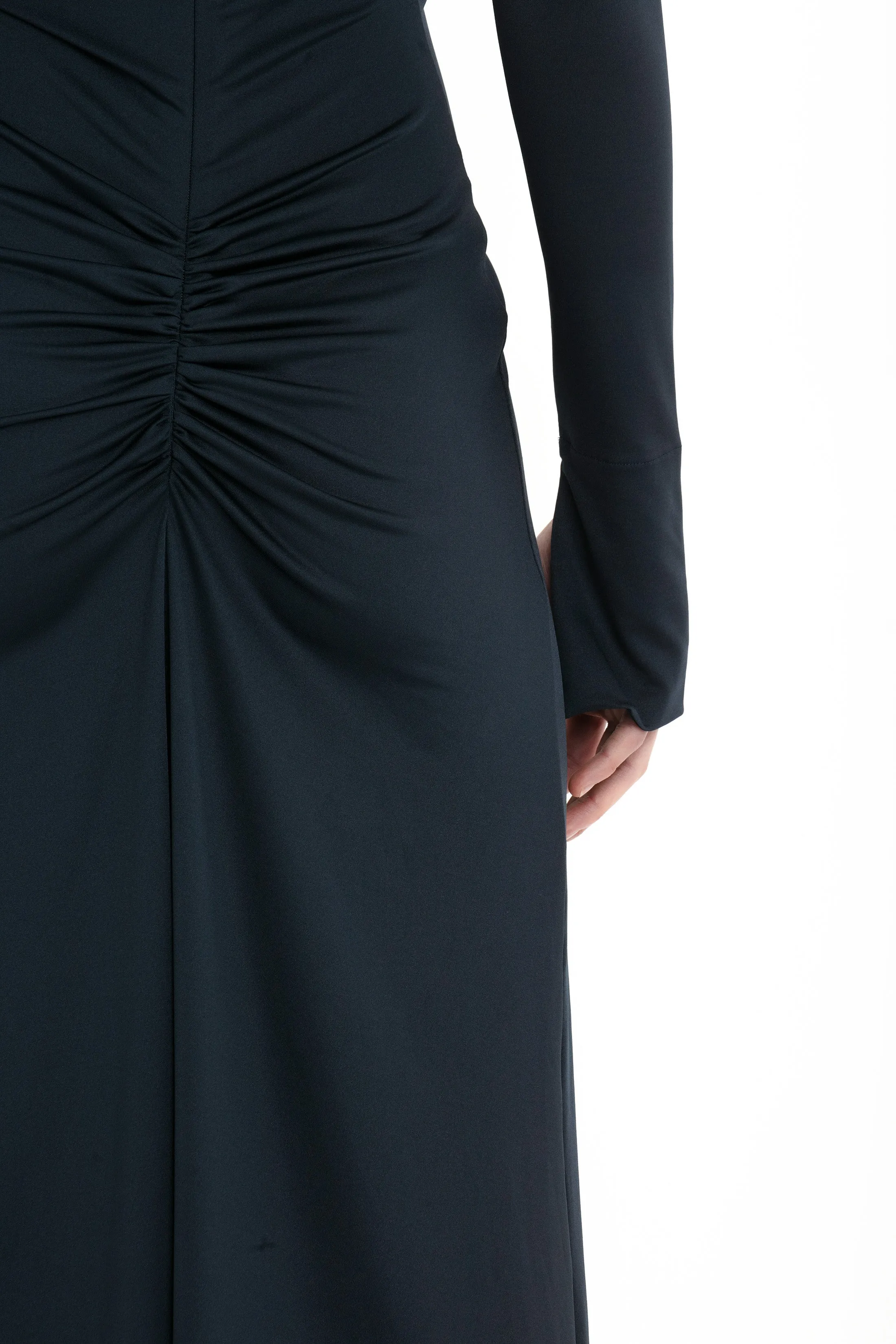 Ruched Detail Floor-Length Gown In Midnight