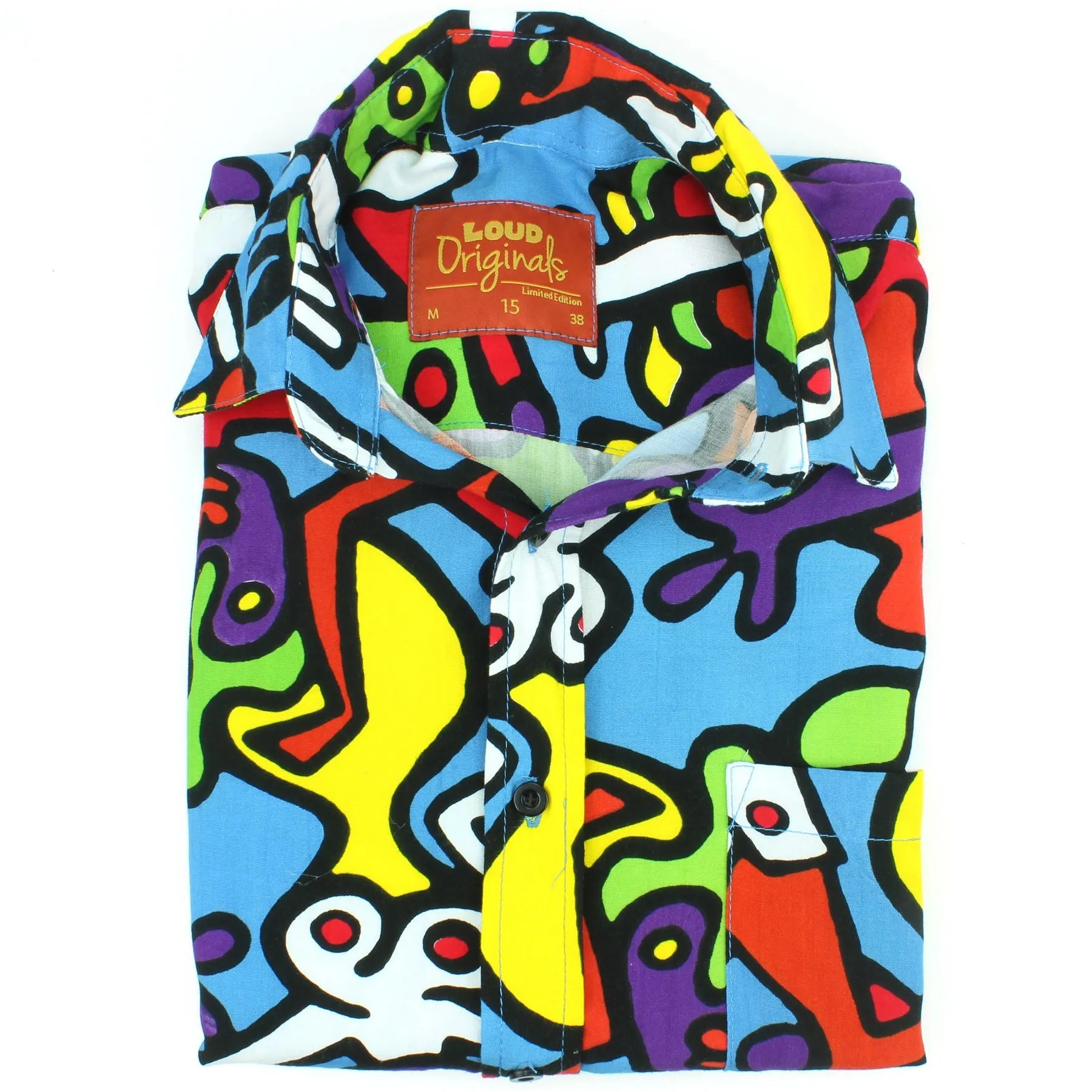 Slim Fit Short Sleeve Rayon Shirt - Tiffy Print - Blue