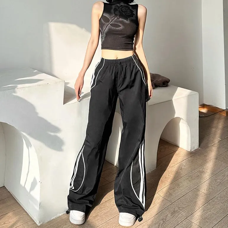 Sporty Wide-Leg Jogger Pants